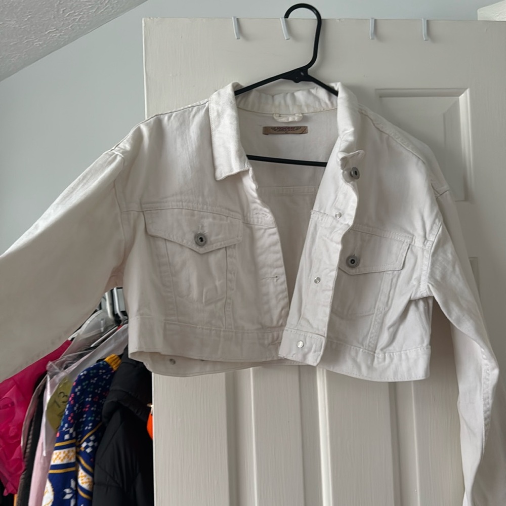 White Cropped Jean Jacket